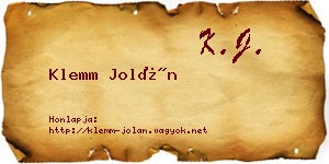 Klemm Jolán névjegykártya
