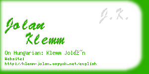 jolan klemm business card